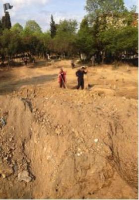 Şekil 3. İBB Rumelihisarı Şehitlik Mezarlığı Restorasyon ihalesinde bulunmayan bölgede başlatılan çalışma. 